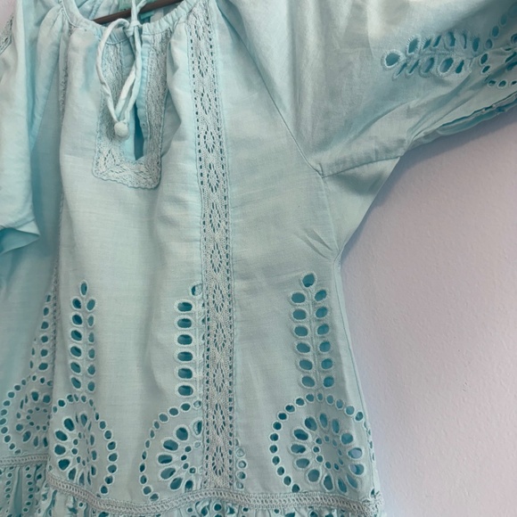 Melissa Odabash Girls Ashley Kaftan Dress Size 4 Cover‎ Up Eyelet Cotton - Picture 3 of 8